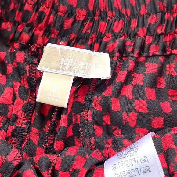 Michael Kors Printed Satin Effect Jogger Pants | Red/Black Size 2 - Picture 3 of 8